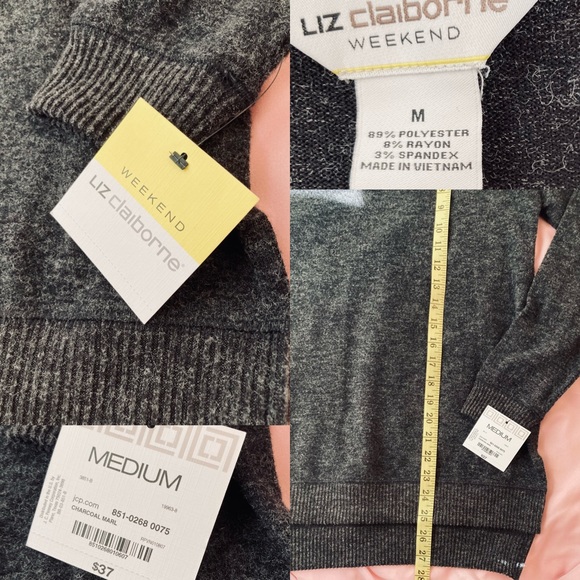 NWT Liz Claiborne Charcoal High Low Cute Sweater - Picture 2 of 5